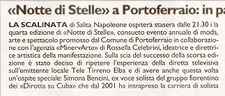 Recensione de La Nazione: Notte di Stelle a Portoferraio